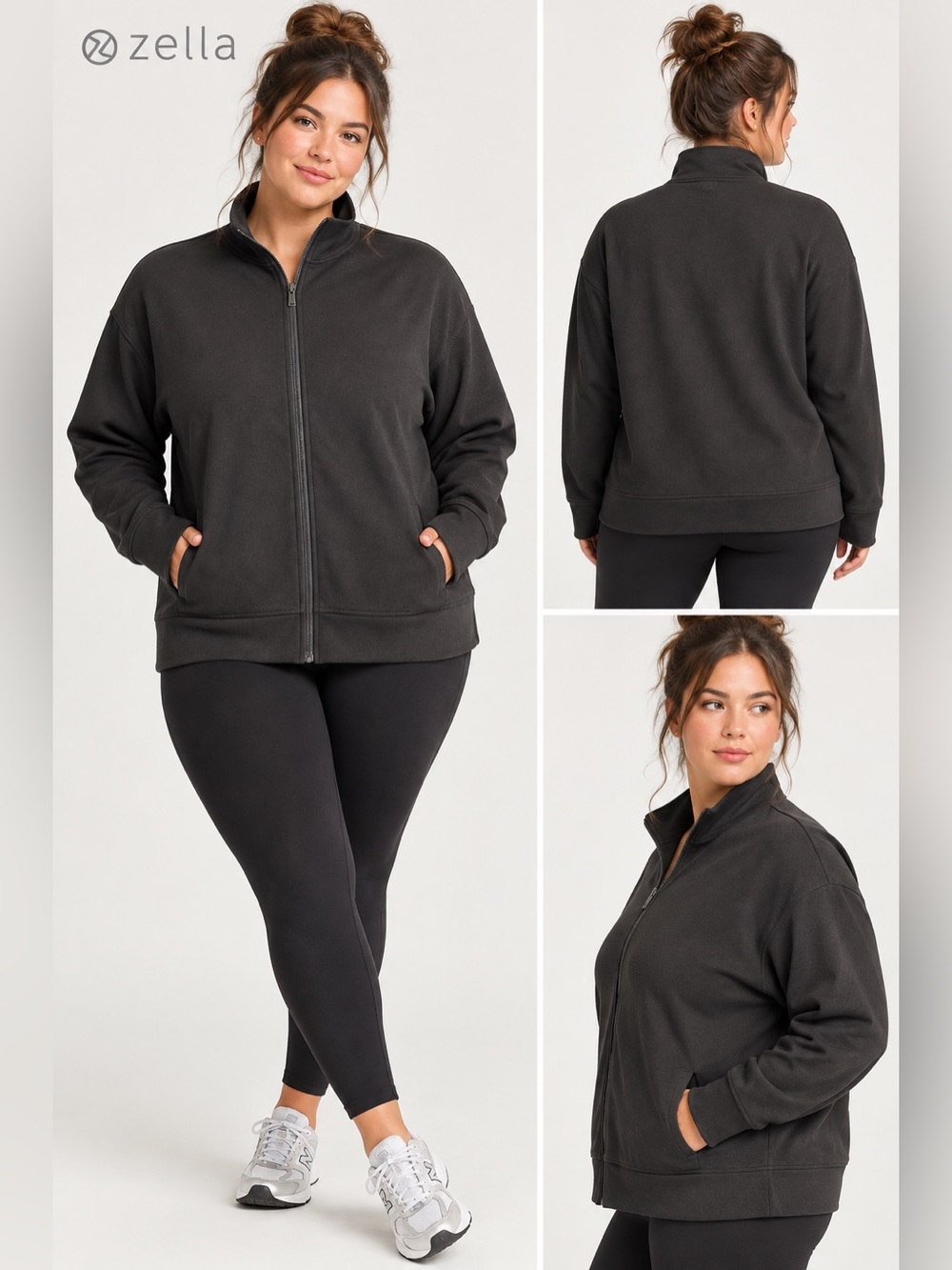 Zella Black Women's Soft Zip-Front Jacket XL